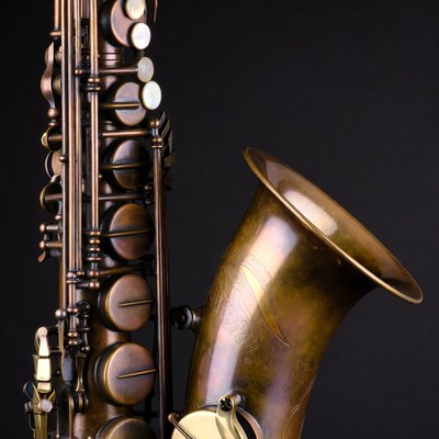 Bronze Alto Saxophone on Black Background