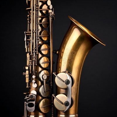 Shiny Alto Saxophone on Black Background
