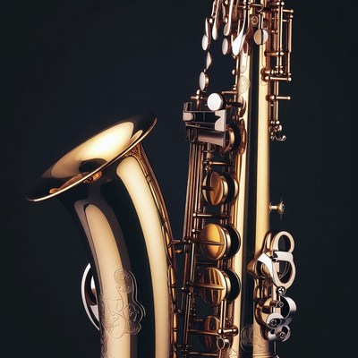 Shiny Gold Saxophone on Black Background
