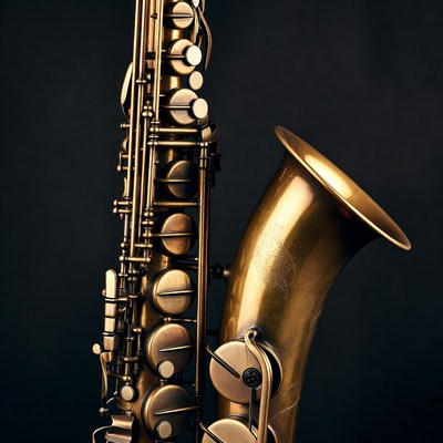 Golden Saxophone on Black Background