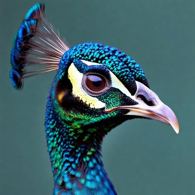 Closeup of peacock head