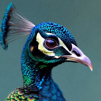 Closeup of Blue Peacock Head