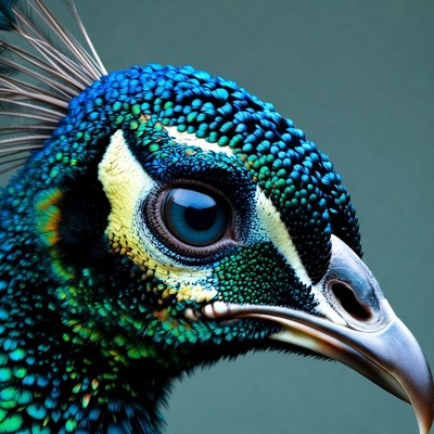Close-up of blue peacock head