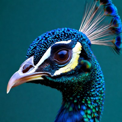 Closeup of Blue Peacock Head