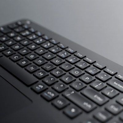 Black wireless keyboard closeup