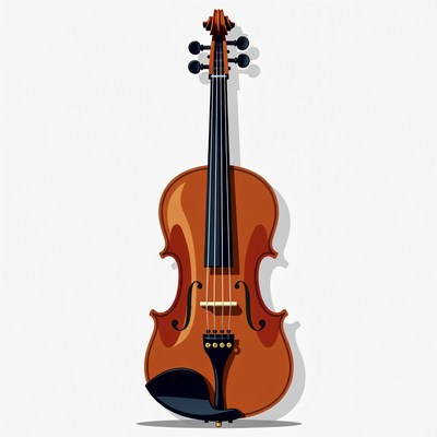 Illustrated Violin on White Background