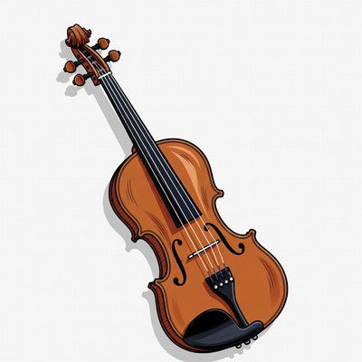 Illustrated Violin on White Background