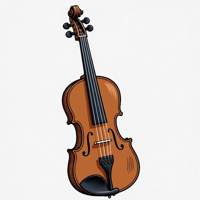 Violin illustration on white background