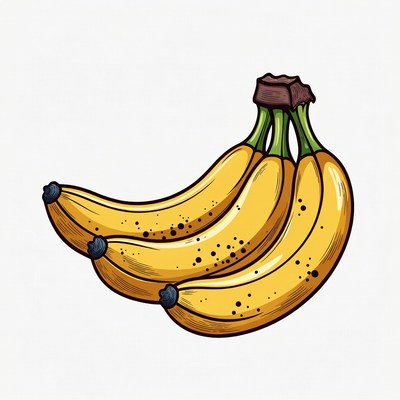 Three Ripe Bananas Illustration