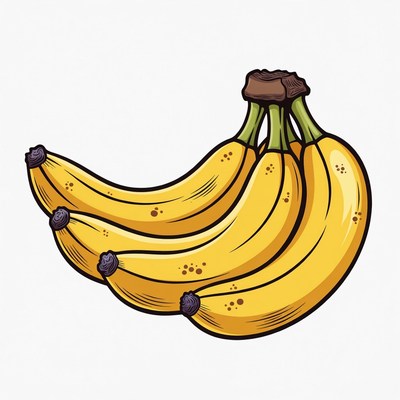 Bunch of ripe yellow bananas illustration