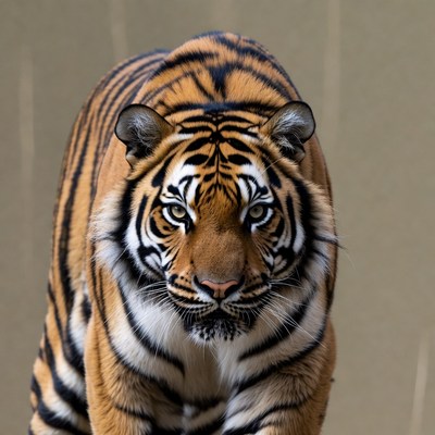 Tiger staring with intense eyes