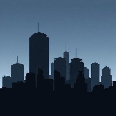 City skyline silhouette at dusk