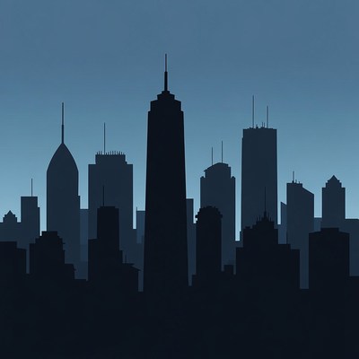Silhouette City Skyline at Night