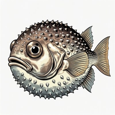 Spiky pufferfish illustration