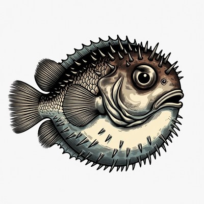 Pufferfish illustration with spines