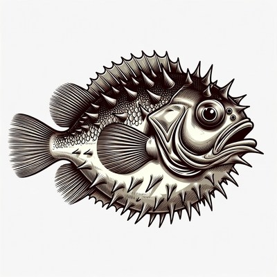 Detailed pufferfish illustration