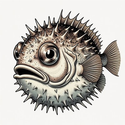 Spiky Pufferfish Illustration