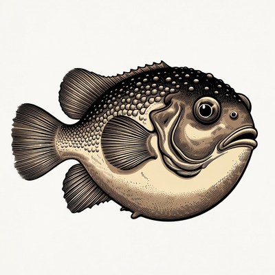 Pufferfish illustration on white background
