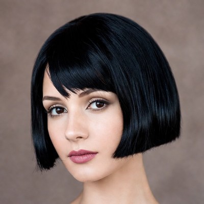 Woman with black bob haircut