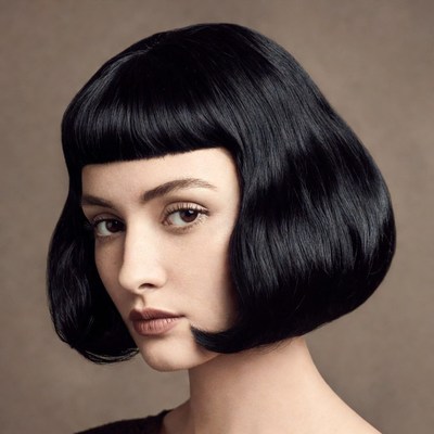Woman with blunt bob bangs