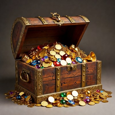 Open Treasure Chest Overflowing with Gold Coins