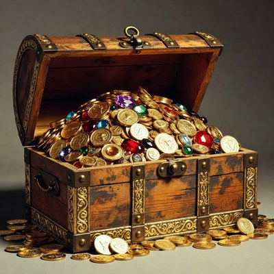 Treasure Chest Overflowing with Gold Coins
