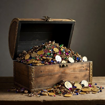 Treasure Chest Overflowing with Gold Coins