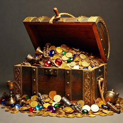 Open Treasure Chest Overflowing with Gold Coins