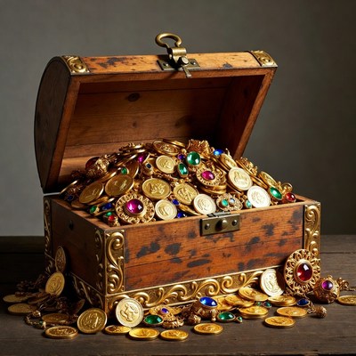 Open Treasure Chest Overflowing Gold Coins