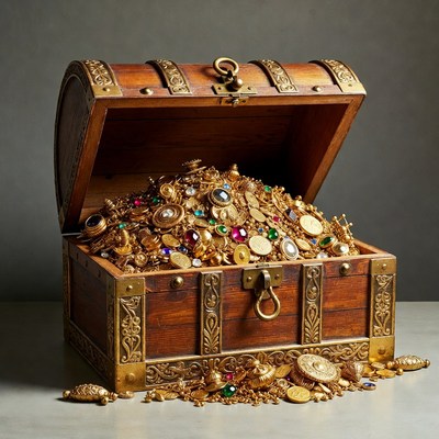 Open Treasure Chest Overflowing with Gold