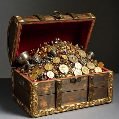 Open Treasure Chest Overflowing with Gold Coins