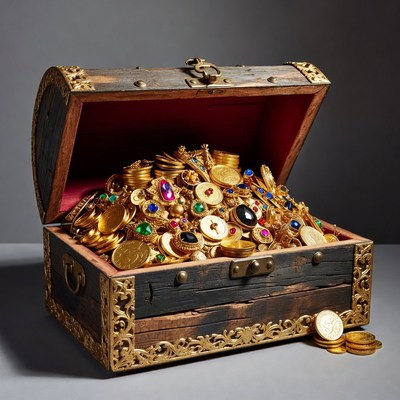 Open Treasure Chest Overflowing with Gold Coins