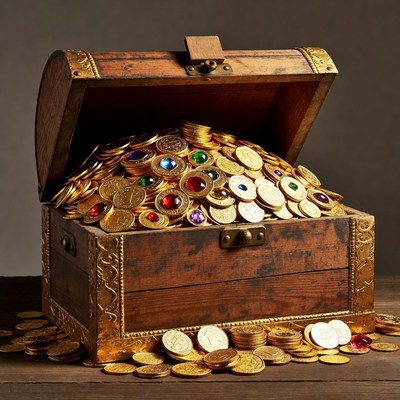 Open Treasure Chest Overflowing with Gold Coins