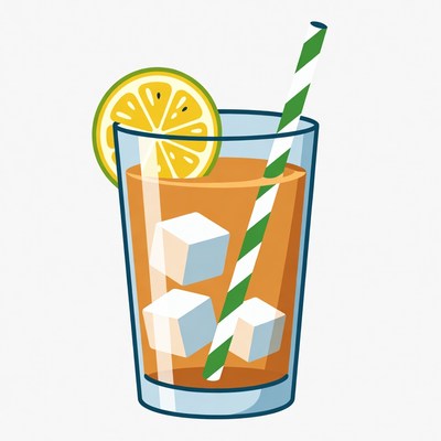 Lemon Slice on Iced Tea Glass