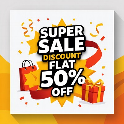 Super Sale 50% Off Discount Banner