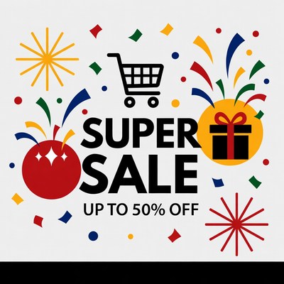 Super Sale Up to 50% Off Illustration