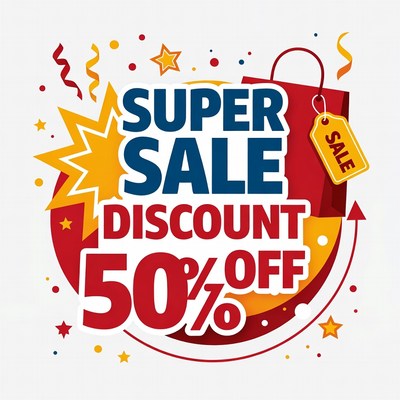Super Sale 50% Off Discount Banner