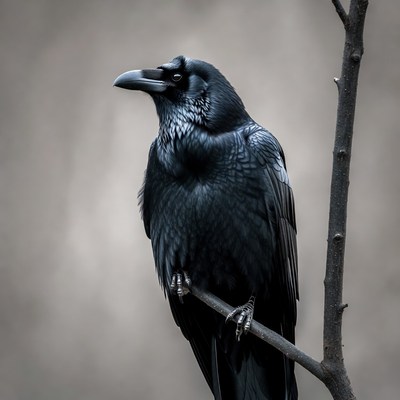 Raven perched on branch