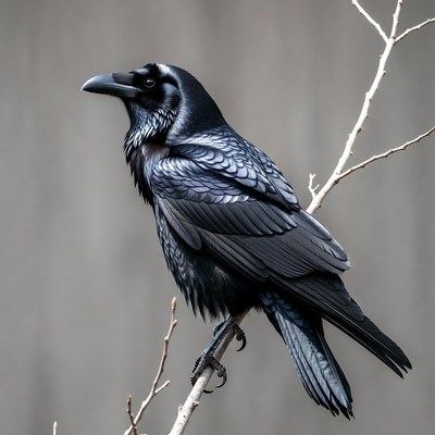 Raven perched on branch