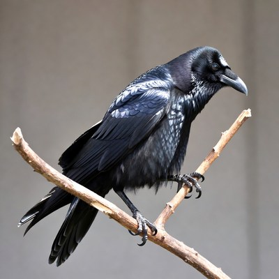 Raven perched on branch