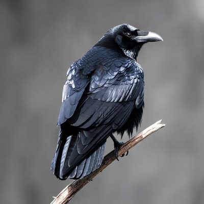 Raven perched on branch