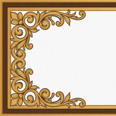 Golden Ornate Corner Border Design