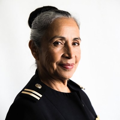 Elderly woman in naval uniform