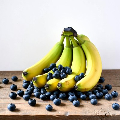 Bunch of Bananas with Blueberries