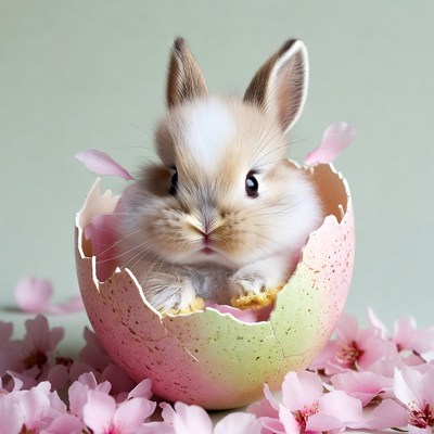 Baby bunny in Easter egg