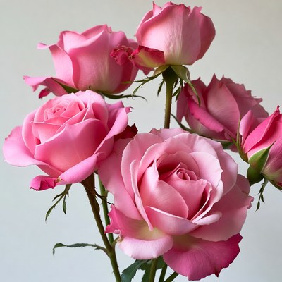 Pink Roses Bouquet on White Background