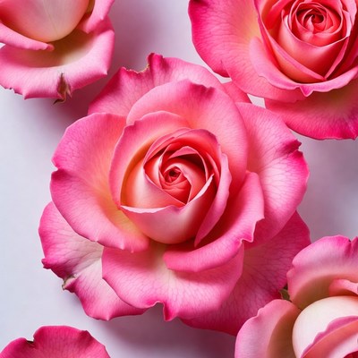 Pink Roses on White Background