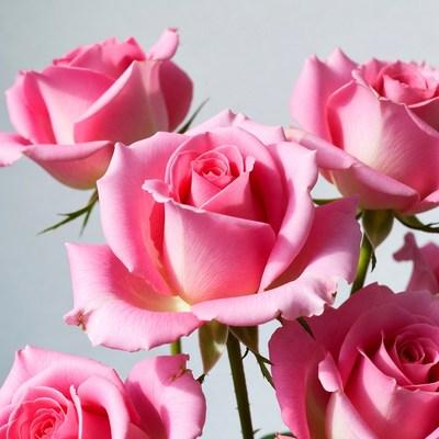 Pink Roses Bouquet on White Background