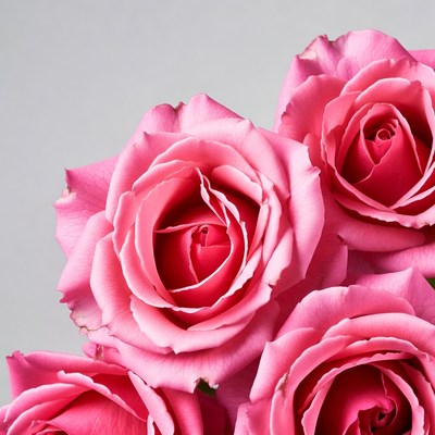 Pink Roses Bouquet on White Background