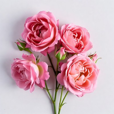 Pink Roses Bouquet on White Background